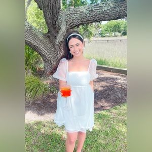 Boutique White Mini Babydoll Dress